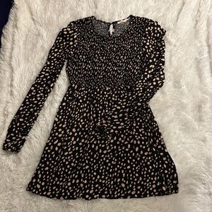 Miami Black and Cream Long Sleeve Dress